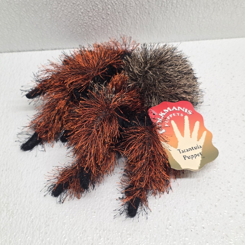 Folkmanis Trickster Tarantula Spider Hairy Puppet Orange Brown Black